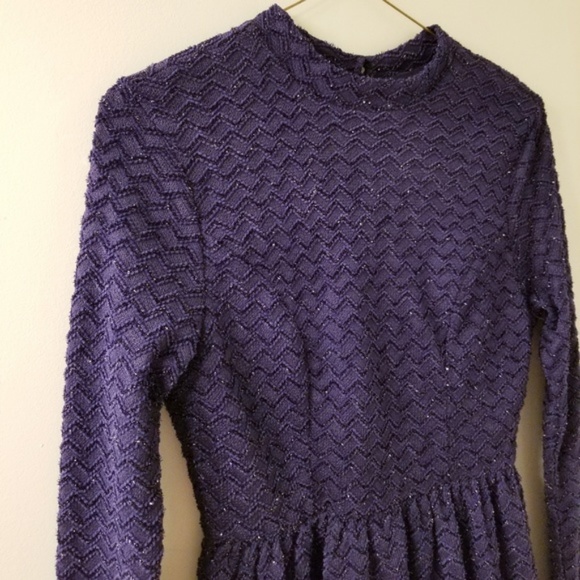 Altar’d State Navy Blue Metallic Chevron Dress - Picture 5 of 6